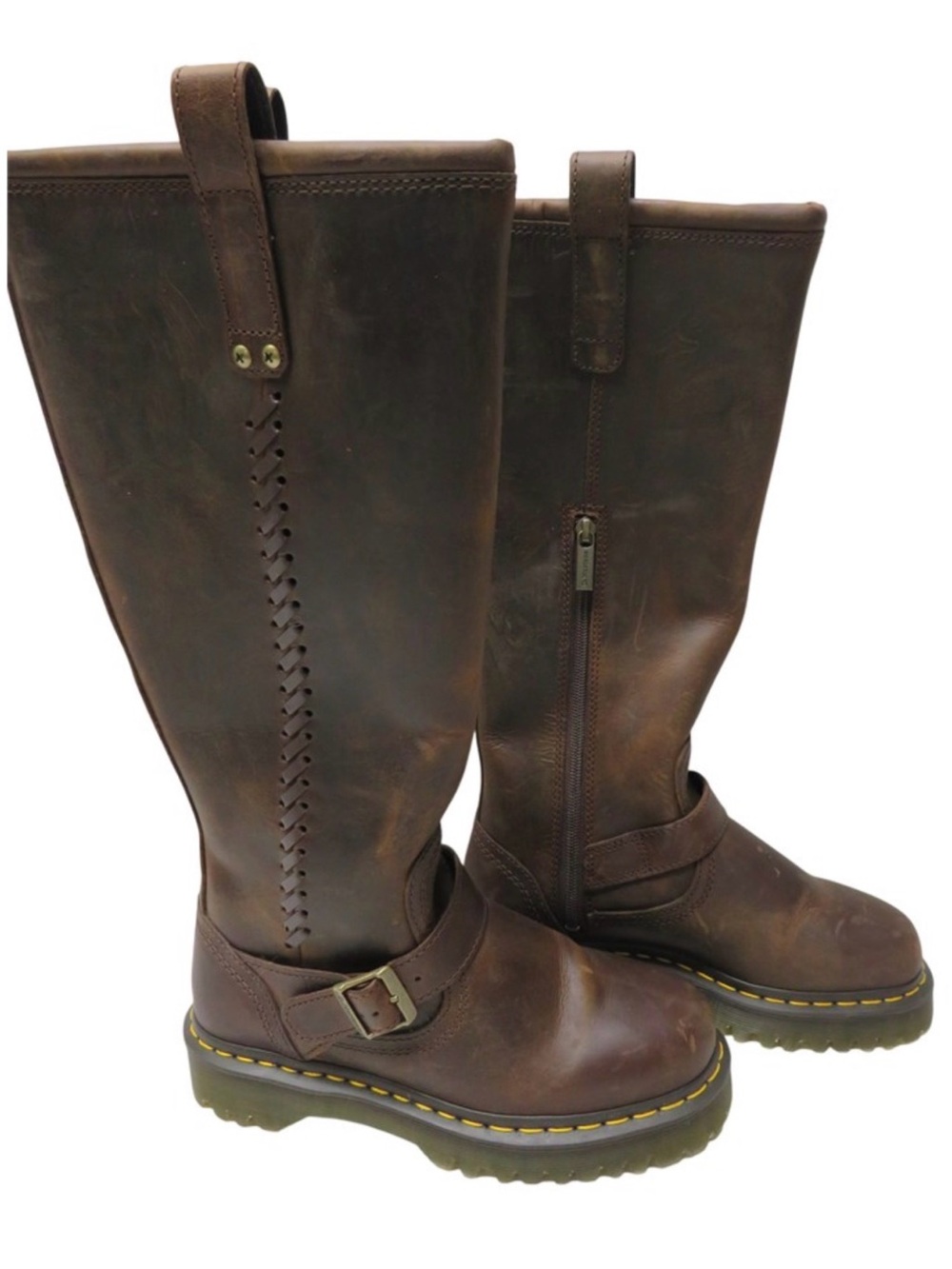 Dr. Martens Anistone KH Brown Leather Boots, Size 7 Women men 6